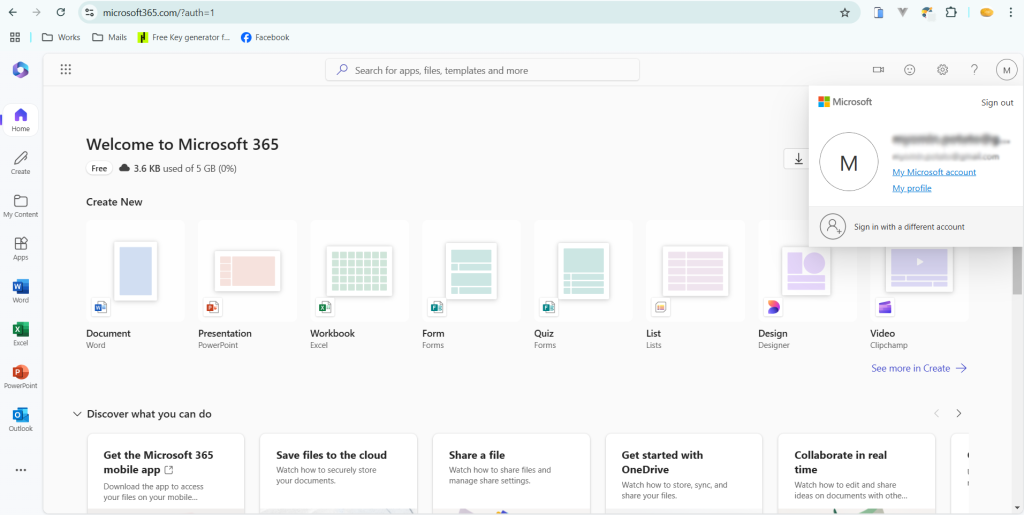 Microsoft-365-dashboard-page